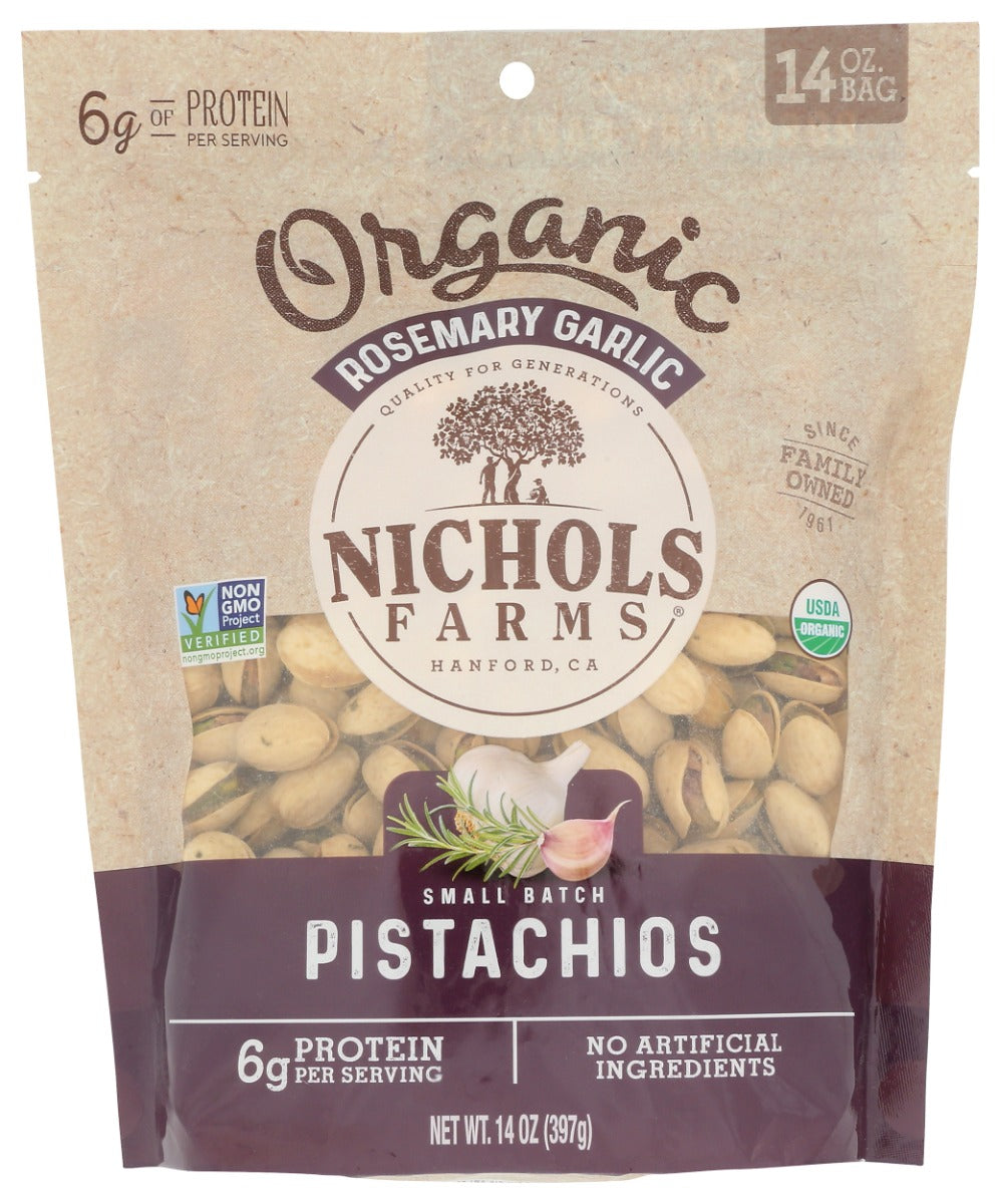In Shell Organic Pistachios Rosemary Garlic, 14 oz