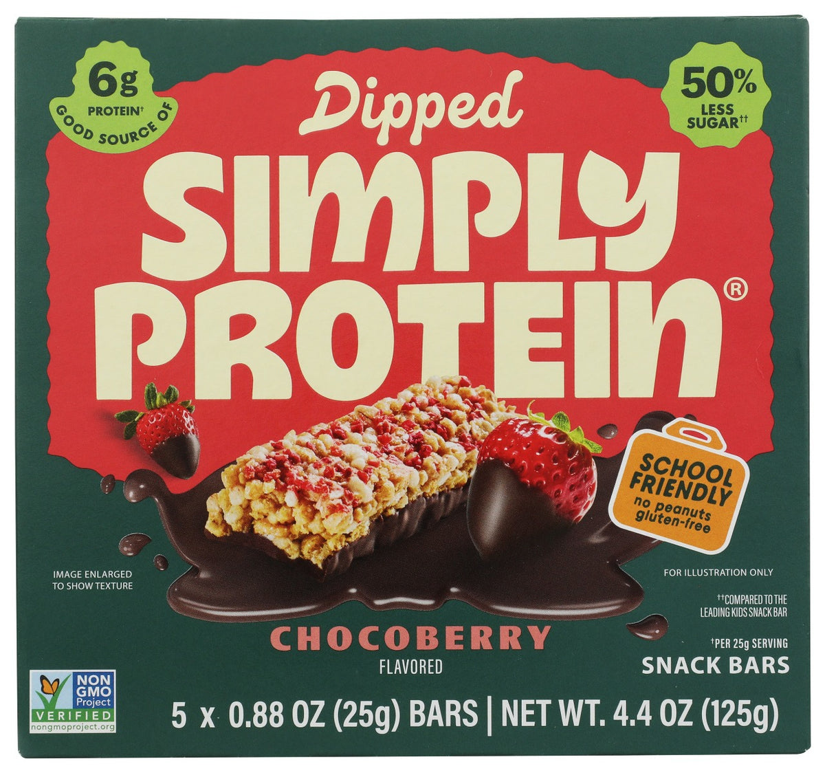 SimplyProtein Chocoberry Dipped Bars, 5 Pack