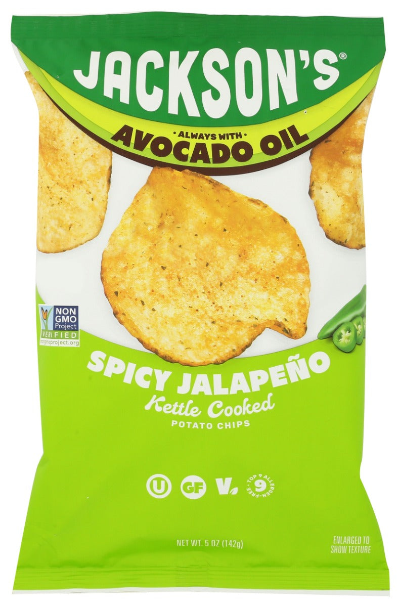 Spicy Jalapeno Kettle Cooked Potato Chips in Avocado Oil, 5 oz