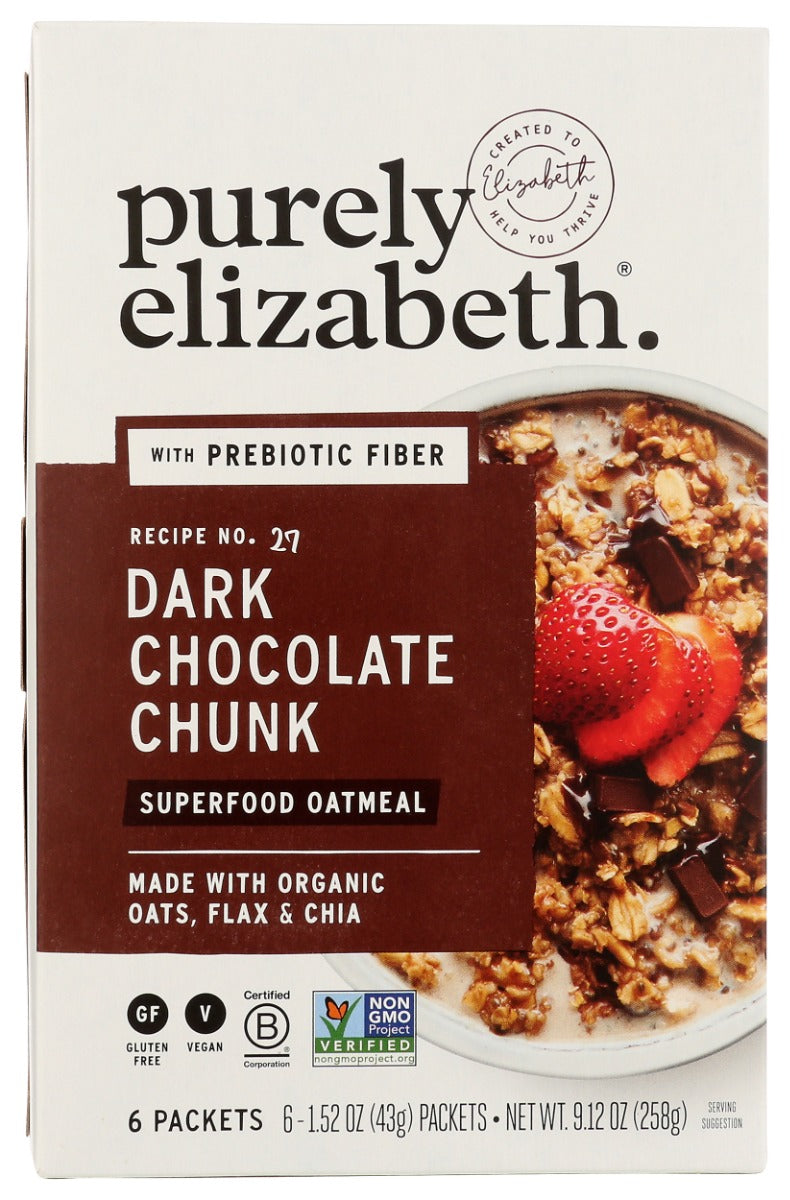 Purely Elizabeth Dark Chocolate Superfood Oatmeal Multipack, 9.12 oz