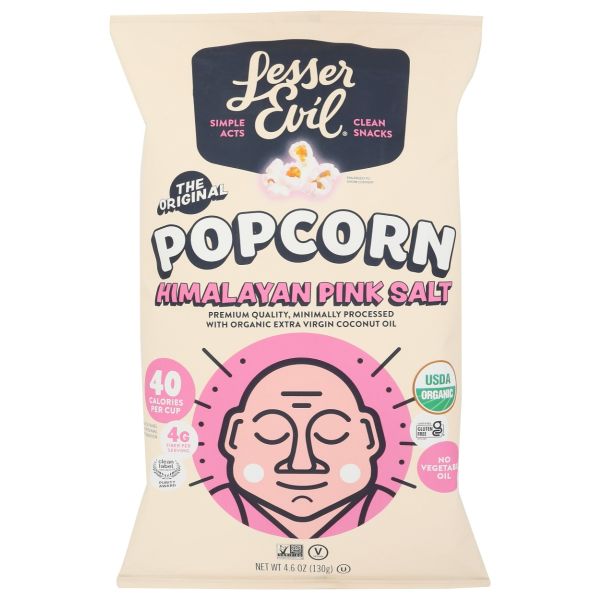 LesserEvil Himalayan Pink Salt Organic Popcorn, 4.6 oz